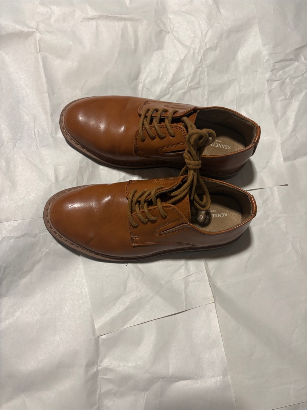 Kenneth Cole Tan Brown Leather Derby Dress Shoes